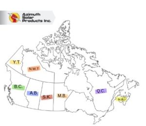 map showing provinces that have solar incentives